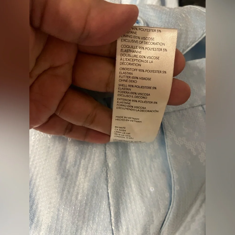 T36- MAEVE Baby Blue Sequined Pleated Wide Leg AVERY Trouser - Picture 5 of 9